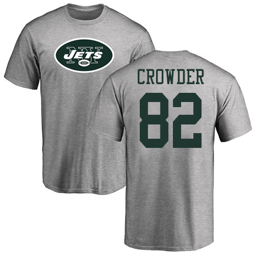 New York Jets Men Ash Jamison Crowder Name and Number Logo NFL Football #82 T Shirt->new york jets->NFL Jersey